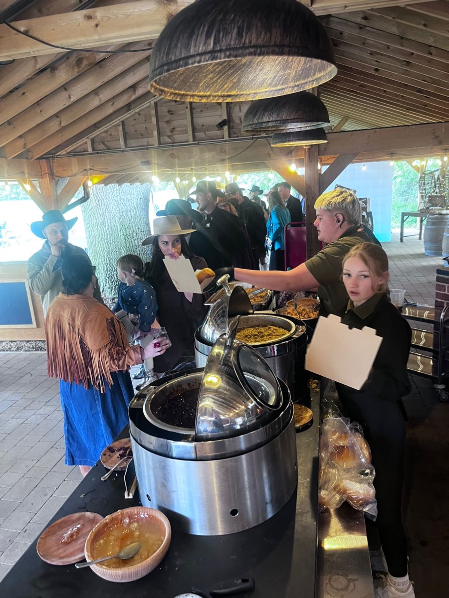 Buffet feast served under the covered pavilion